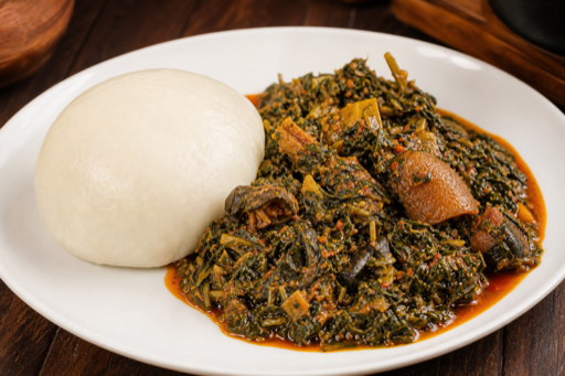 Fufu and vegetable soup